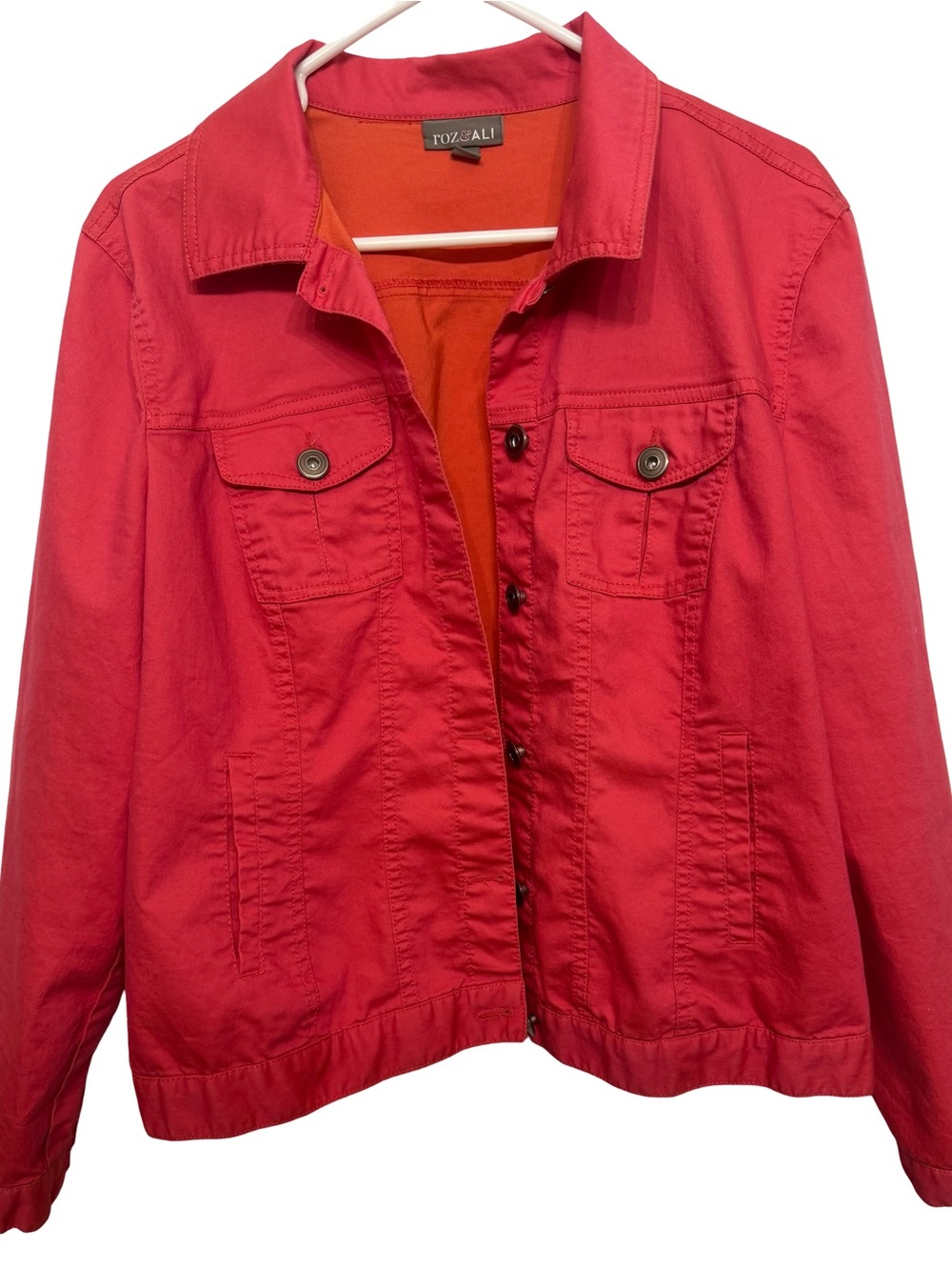 Roz & Ali Coral-Red Utility Jean Jacket